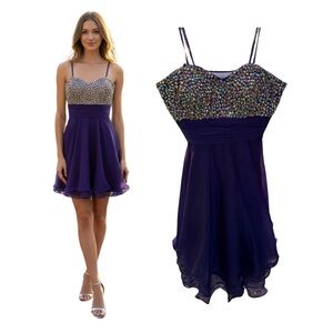 La Femme Purple Beaded Cocktail Dress – Size 00